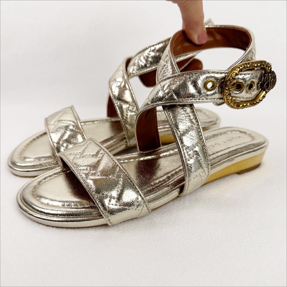 Kurt Geiger Metallic Silver Quilted Strap Sandals - Picture 2 of 10